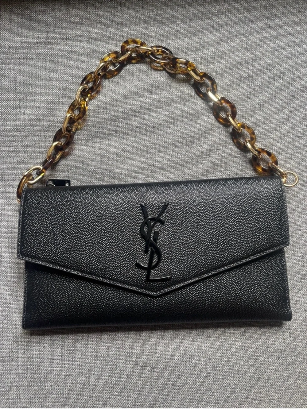 Yves Saint Laurent Black Leather Envelope Wallet